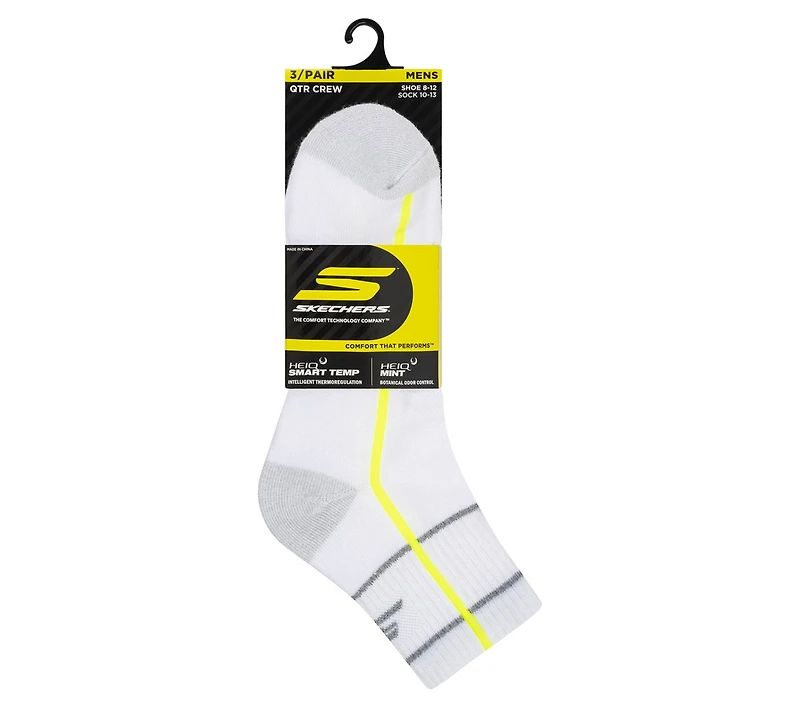 3 Pack Men's Performance Quarter Crew Stripe Socks