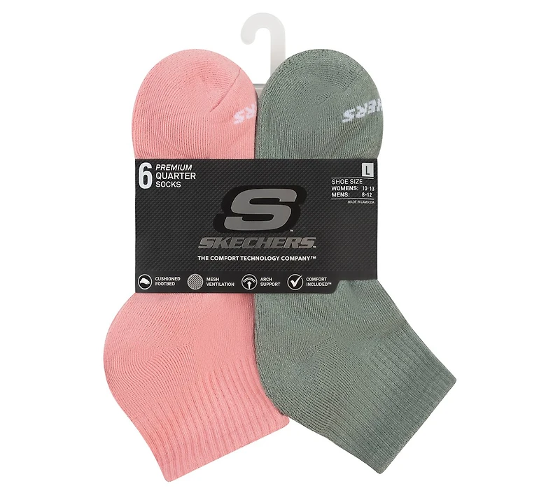 6 Pack Core Quarter Large Socks
