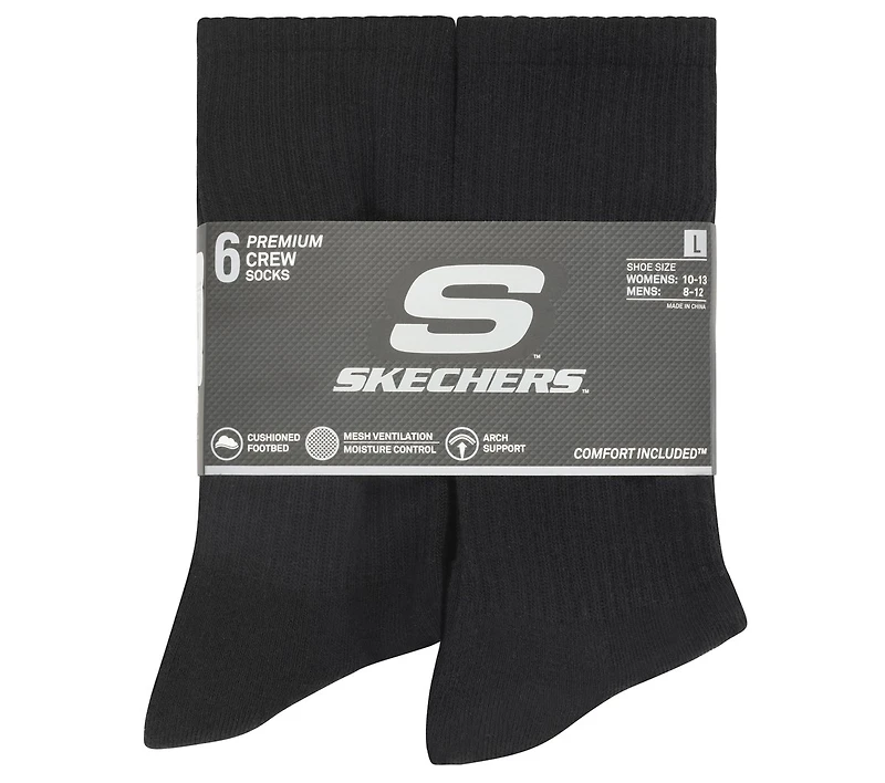 6 Pack Large Core Crew Socks