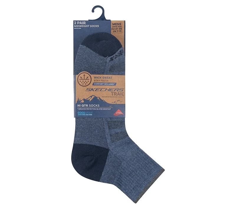 Mens Trail Quarter Coolmax Socks - 2  Pack