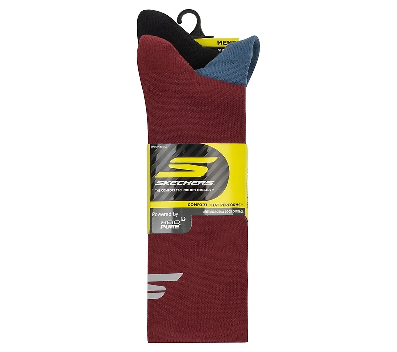 3 Pack Men's Reflective Performance Half Terry Crew Socks