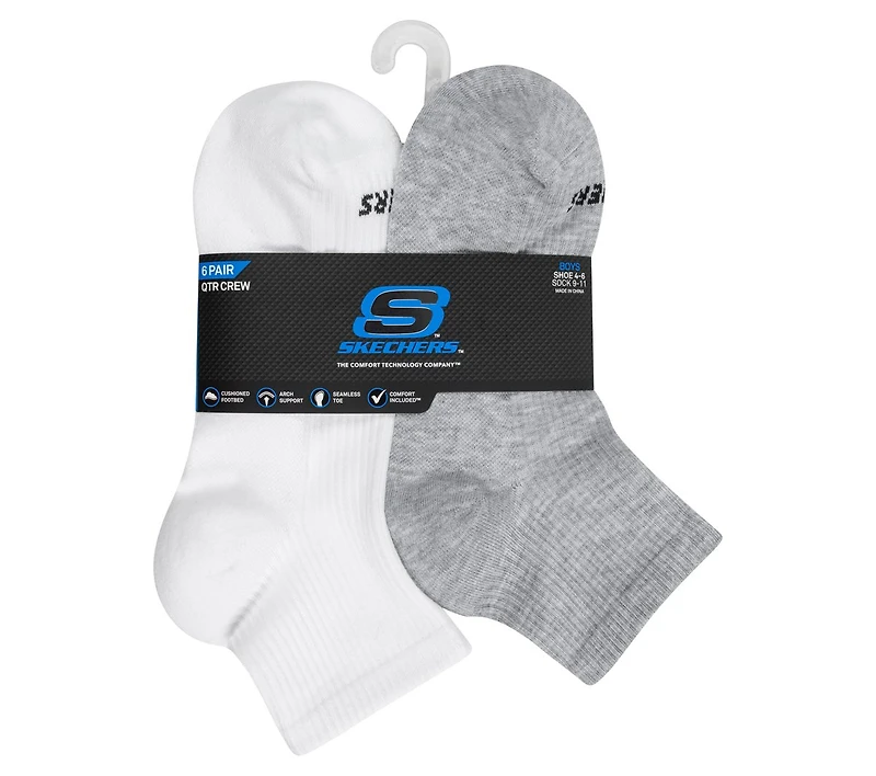 6 Pack Quarter Crew Socks