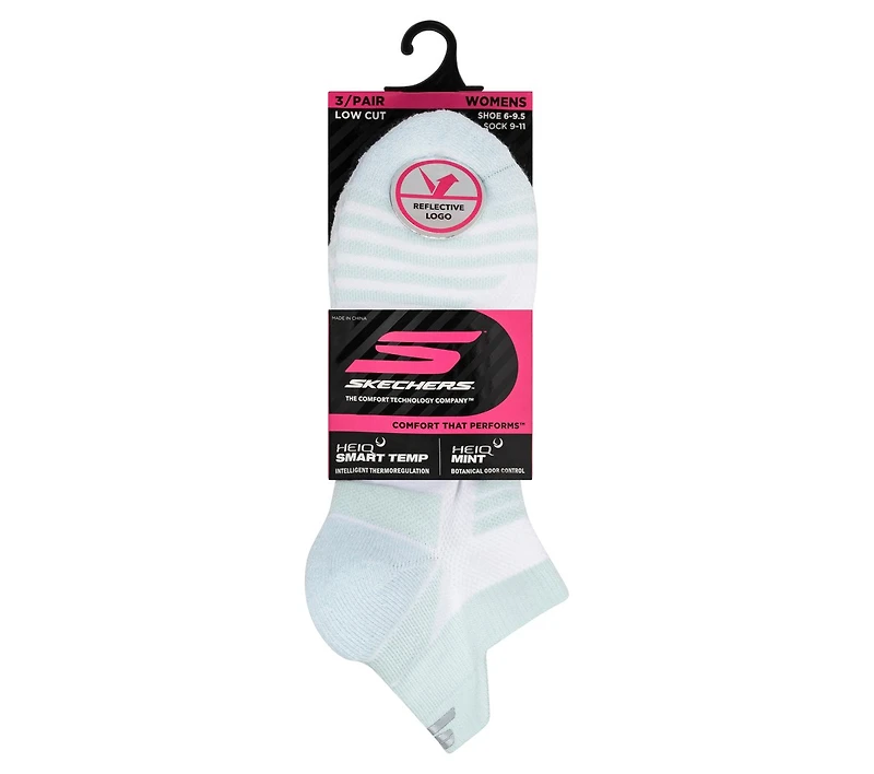 3 Pack Women's Performance Stripe Low Cut Running Heel Tab Socks