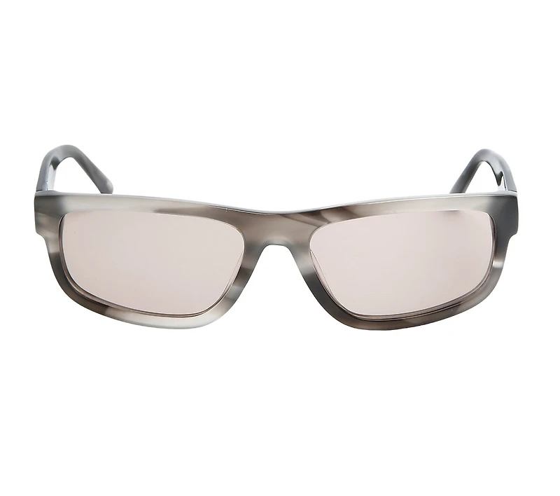 Elevated Rectangle Shiny Horn Sunglasses