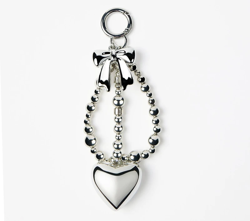 Silver Heart Bag Charm