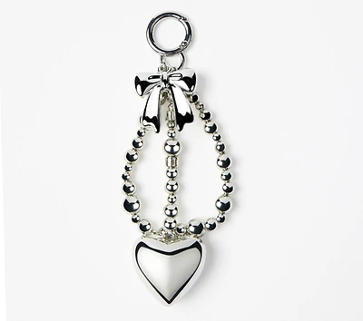 Silver Heart Bag Charm