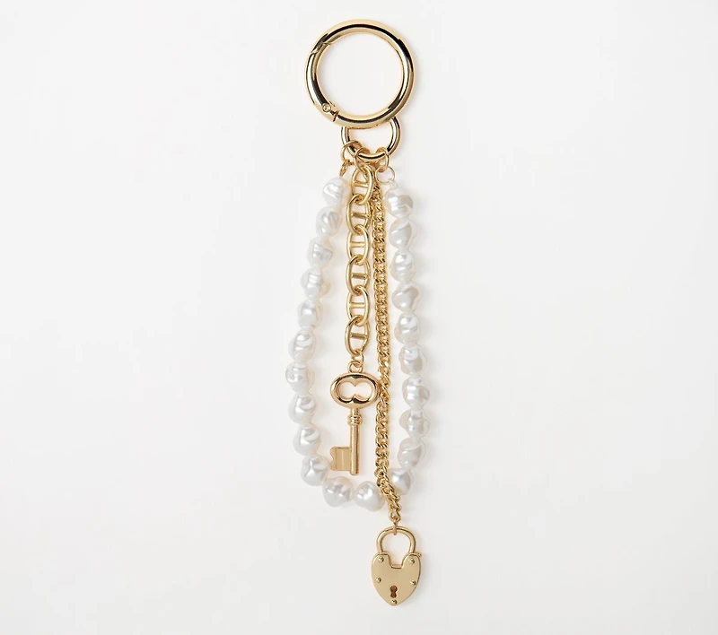 Pearl Lock And Key Bag Charm