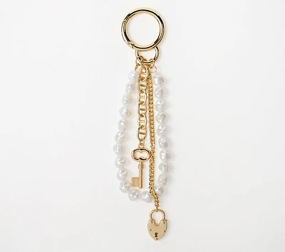 Pearl Lock And Key Bag Charm