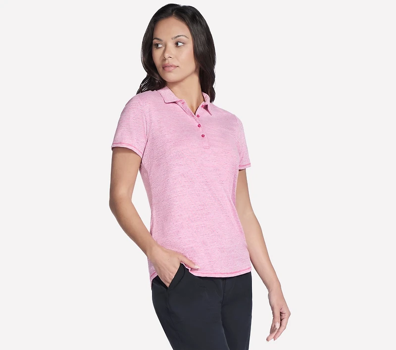Short Sleeve On The Green Striped Polo