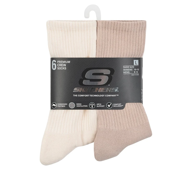 6 Pack Large Core Crew Socks