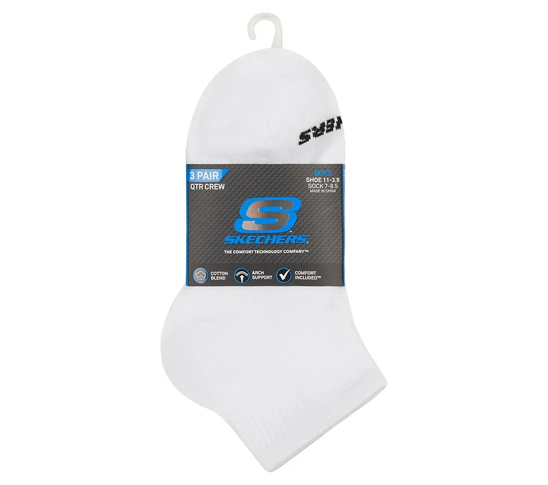 3 Pack Boys' Quarter Crew Cotton Socks
