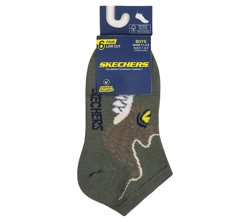 6 Pack Boys' Dino Socks