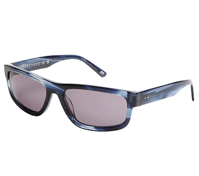 Elevated Rectangle Shiny Horn Sunglasses