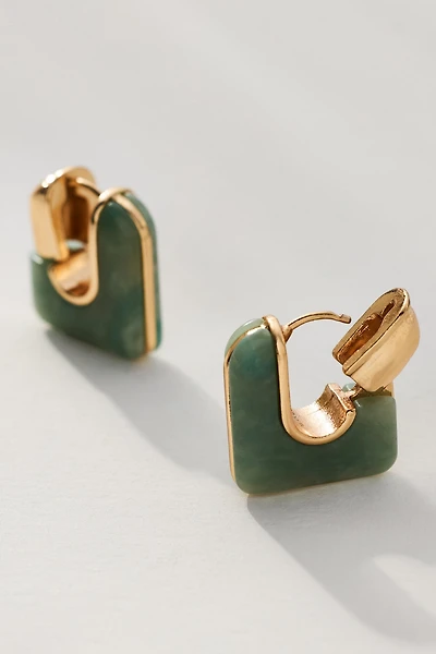 Geo Stone Huggie Hoop Earrings