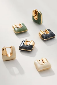 Geo Stone Huggie Hoop Earrings