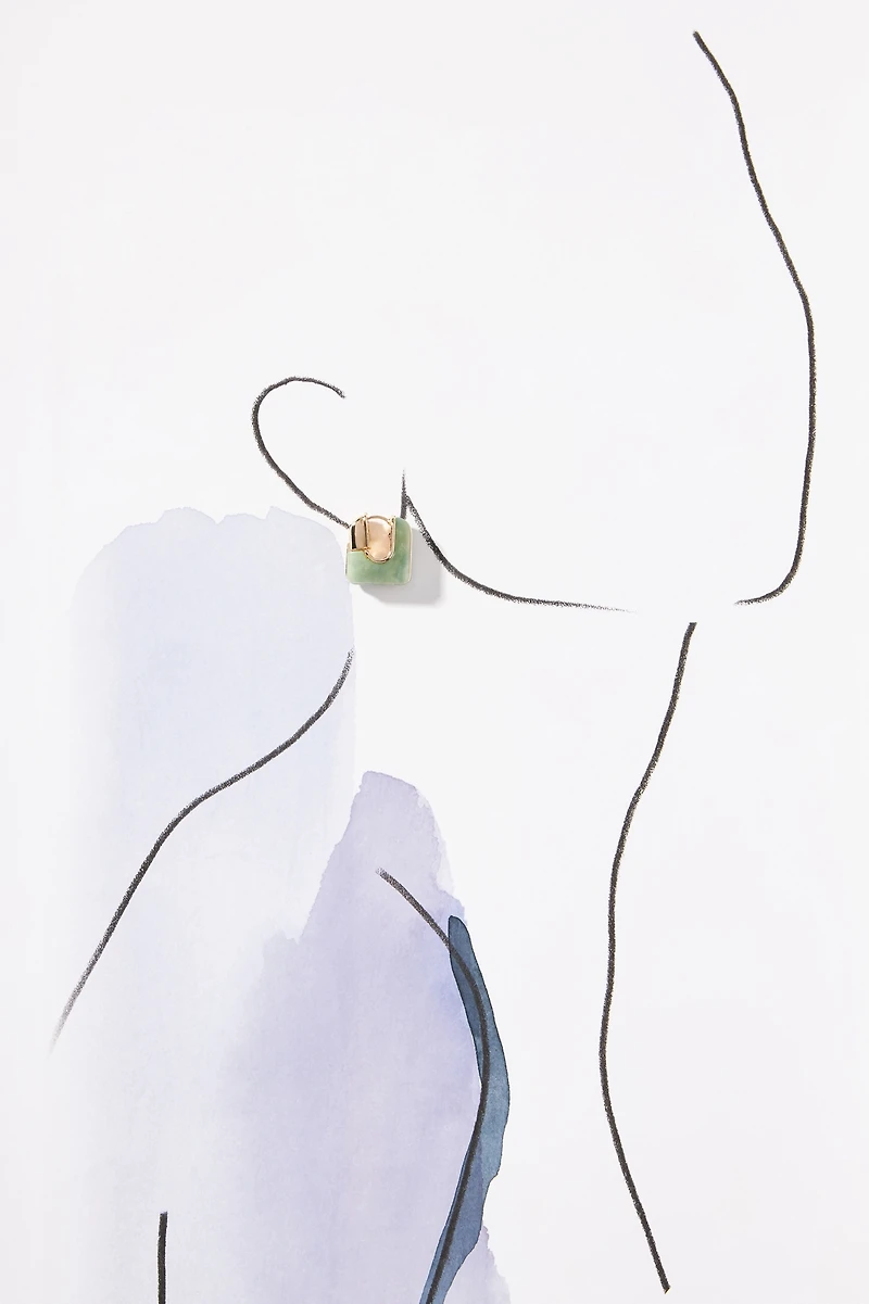 Geo Stone Huggie Hoop Earrings