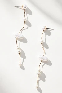 Multi Pearl Long Drop Earrings