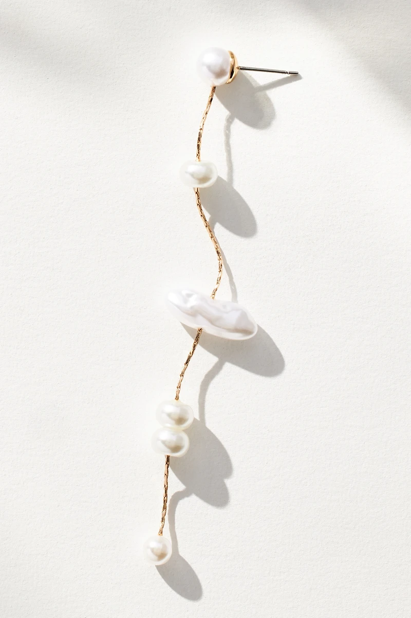 Multi Pearl Long Drop Earrings