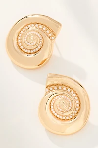 Crystal Swirl Shell Post Earrings