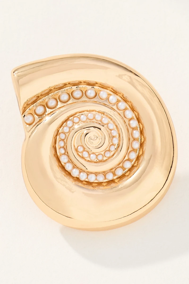 Crystal Swirl Shell Post Earrings