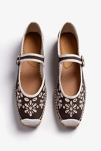 Penelope Chilvers Flora Broderie Espadrille Mary Jane Flats