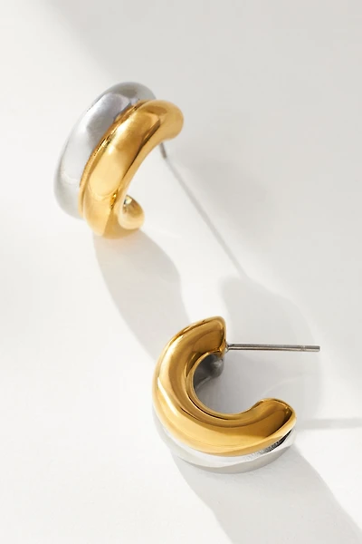 Mixed Metal Half Hoop Earrings