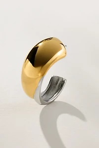 Mixed Metal Wide Hoop Earrings