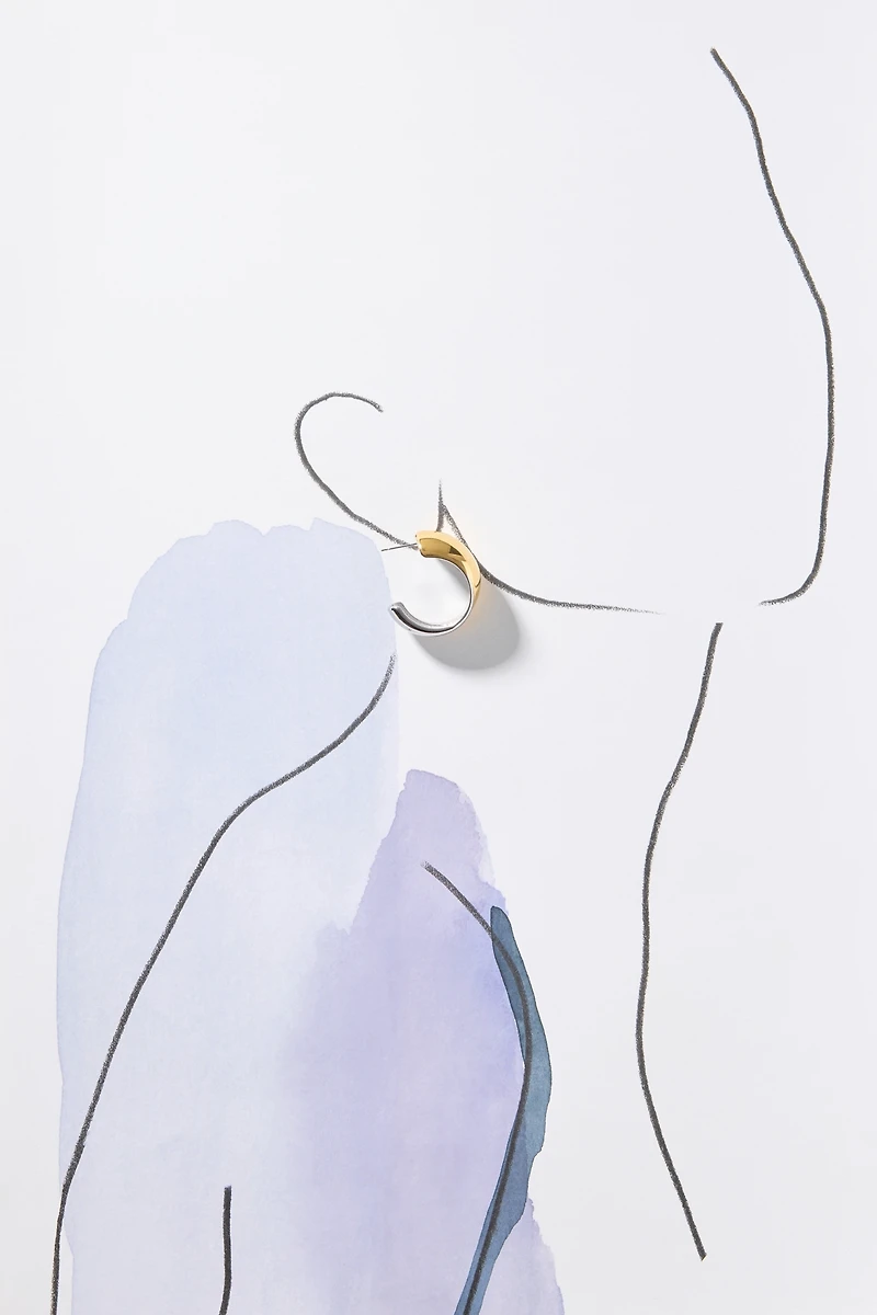 Mixed Metal Wide Hoop Earrings