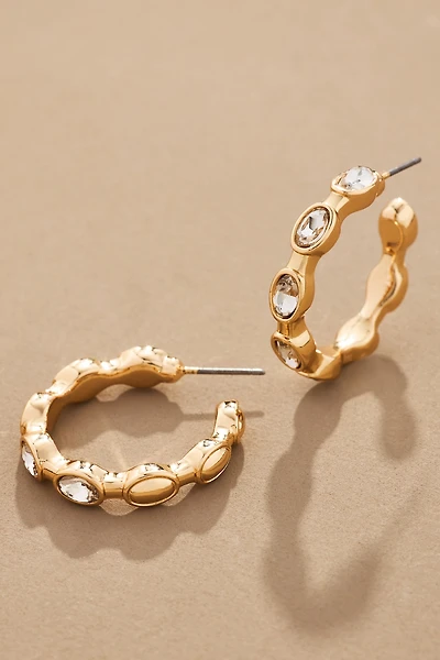 Crystal Bamboo Hoop Earrings