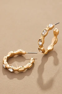 Crystal Bamboo Hoop Earrings