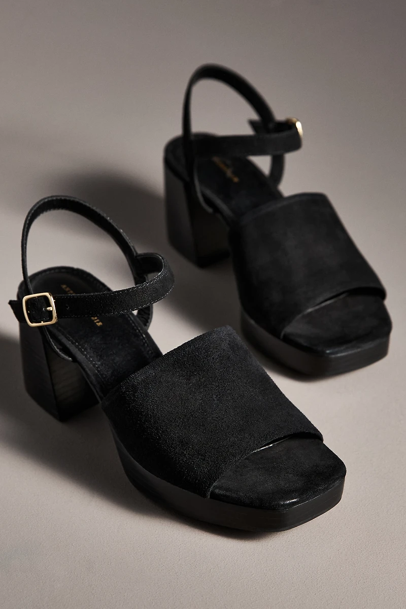 By Anthropologie Buckle Open-Toe Block Heels
