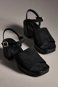 By Anthropologie Buckle Open-Toe Block Heels