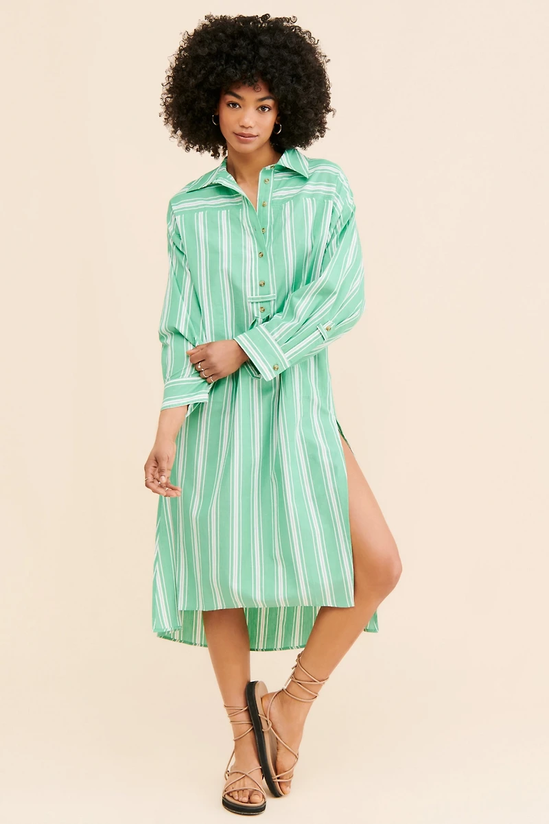 Striped Midi Shirt Dress