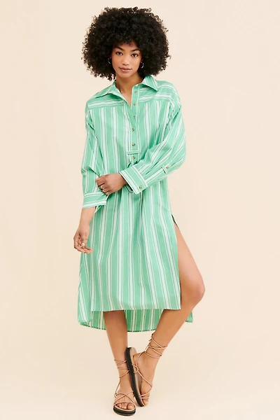 Striped Midi Shirt Dress