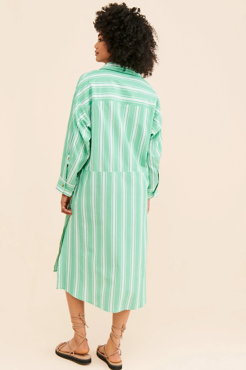 Striped Midi Shirt Dress
