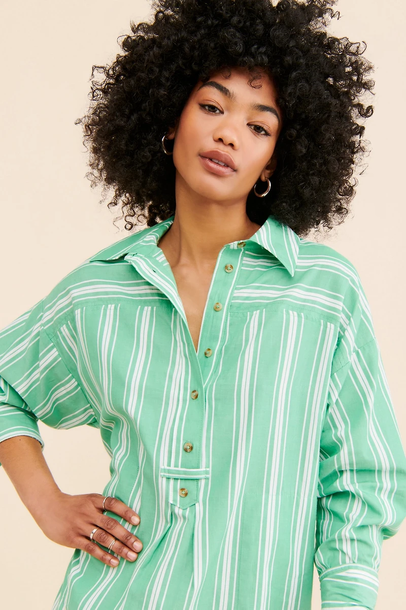 Striped Midi Shirt Dress