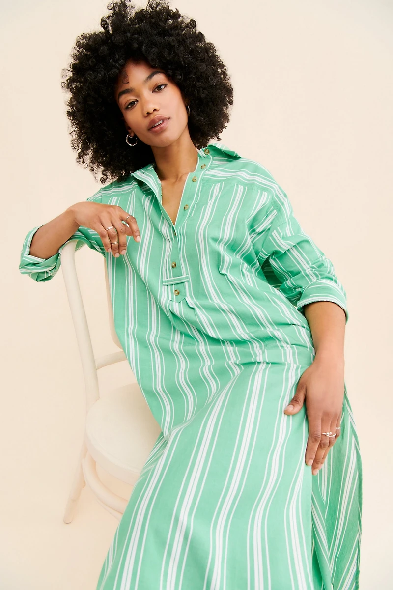 Striped Midi Shirt Dress