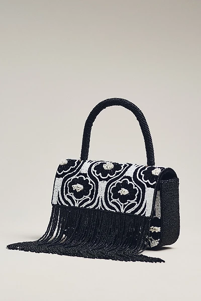 Beaded Fringe Floral Shoulder Bag