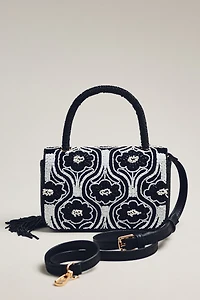 Beaded Fringe Floral Shoulder Bag