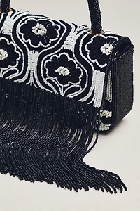 Beaded Fringe Floral Shoulder Bag