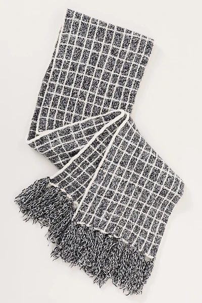 Varley Lindsey Fringe Check Knit Scarf