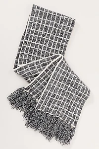 Varley Lindsey Fringe Check Knit Scarf