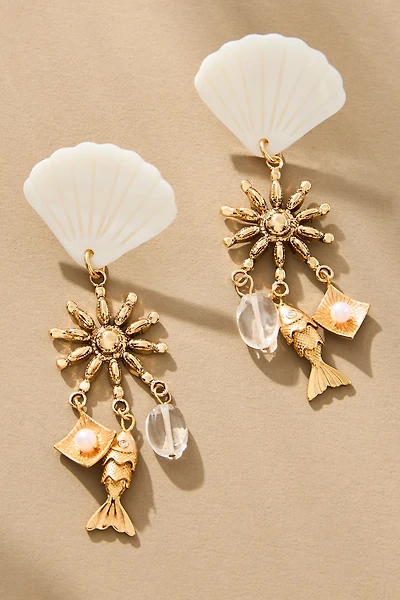 Shell Charm Drop Earrings