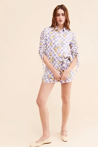 La Porte Lemon Printed Paper Bag Shorts