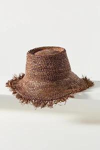 Wyeth Fringe Wide-Brim Straw Bucket Hat