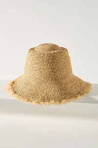 Wyeth Fringe Wide-Brim Straw Bucket Hat