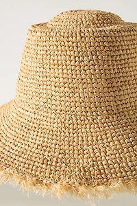 Wyeth Fringe Wide-Brim Straw Bucket Hat