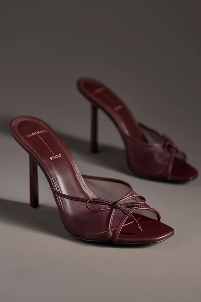Black Suede Studio Luna Mesh Bow Open-Toe Heeled Mules
