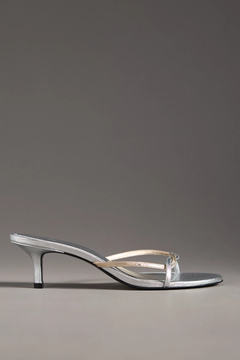 Black Suede Studio Fae Leather Kitten-Heel Mules