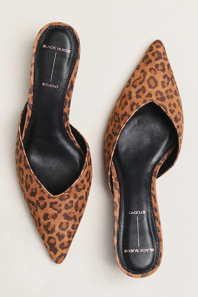 Black Suede Studio Sofia 35 Kitten-Heel Mules
